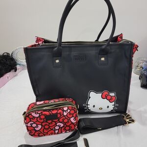 Sanrio Hello Kitty Large Travel Duffle Bag Luggage Tote w/ Pouch Strap